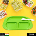 White 3-compartment food plate with matching spoon.