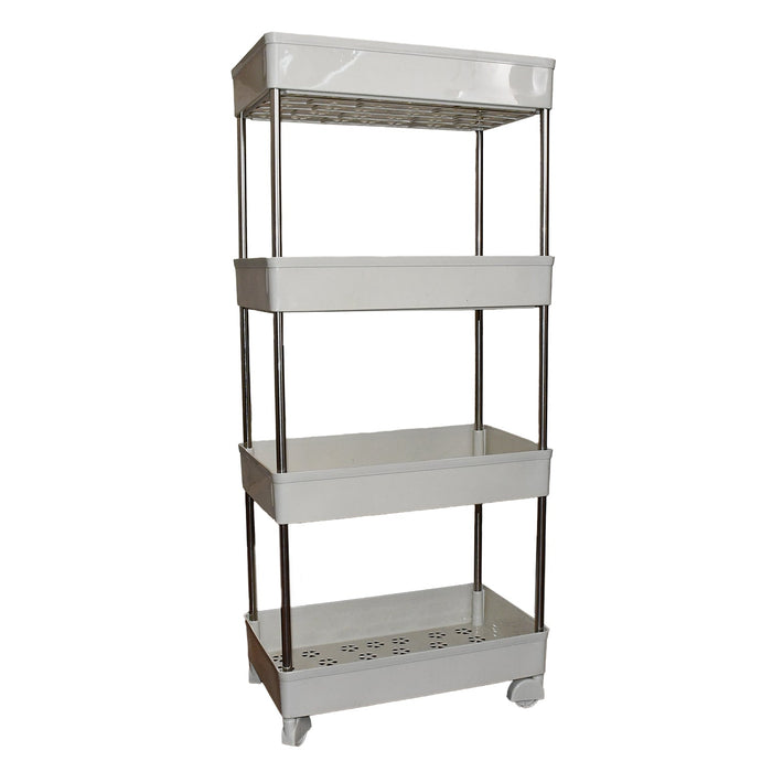 Flexible 4 layer kitchen storage rack with steel and plastic