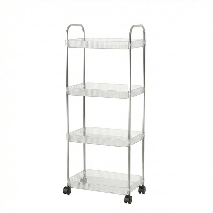 Compact multipurpose storage trolley with four layers and wheels