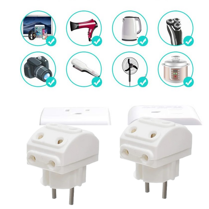 Close-up of the durable 2-pin connections on the Tetherix multi-plug socket.