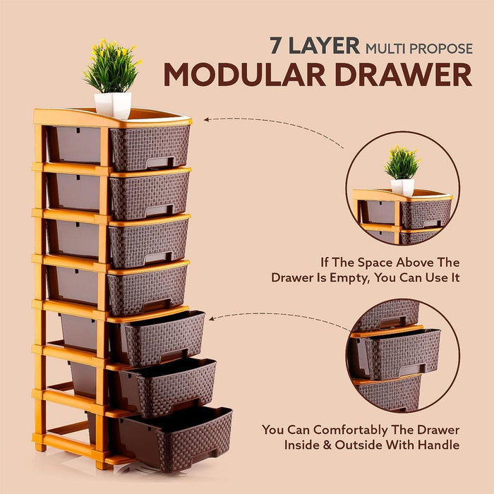 Comparative image highlighting features of the plastic storage drawer organizer