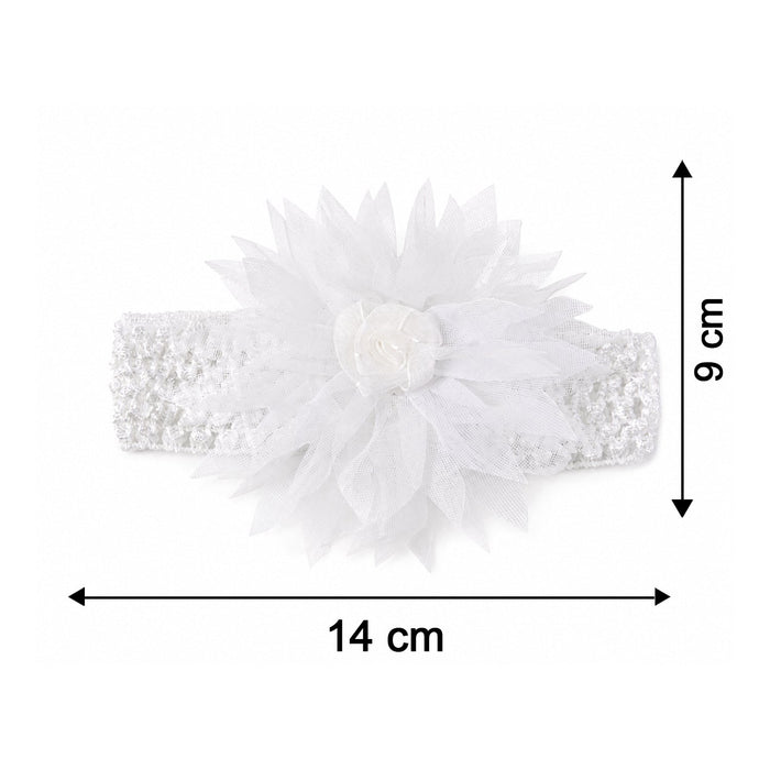 Multiple images of soft floral baby headbands highlighting design and fit