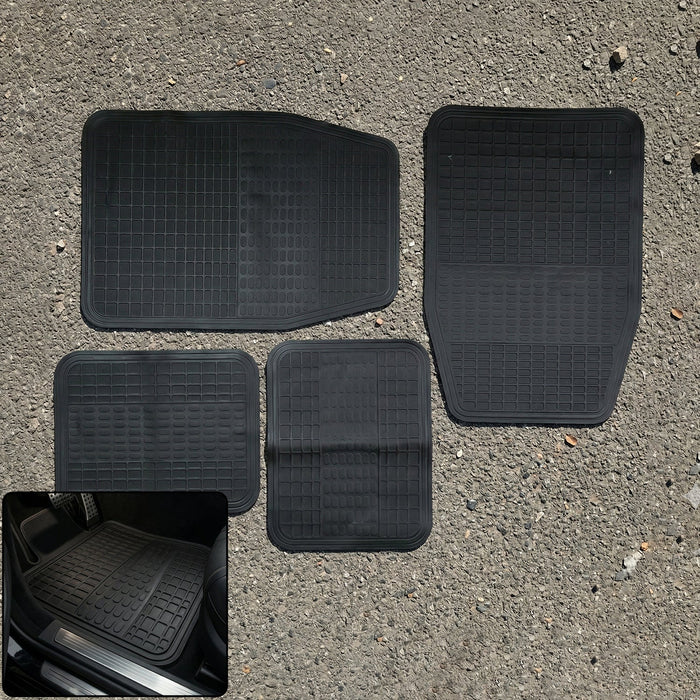 Set of 4 heavy-duty waterproof car floor mats with deep grooves for dust and mud protection