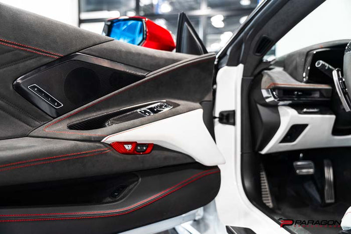 CCS C8 Corvette Red Carbon Fiber Lock Trim Overlay