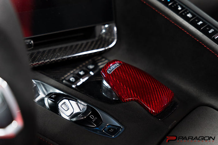 CCS C8 Corvette Red Carbon Fiber Mode Selector Overlay