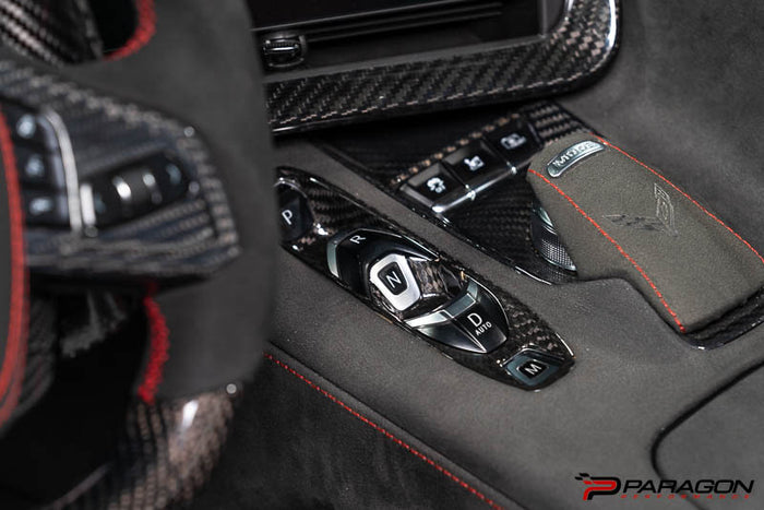 CCS C8 Corvette Red Carbon Fiber Transmission Control Outer Trim