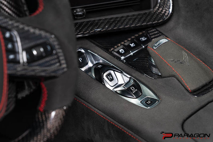 CCS C8 Corvette Red Carbon Fiber Transmission Control Outer Trim