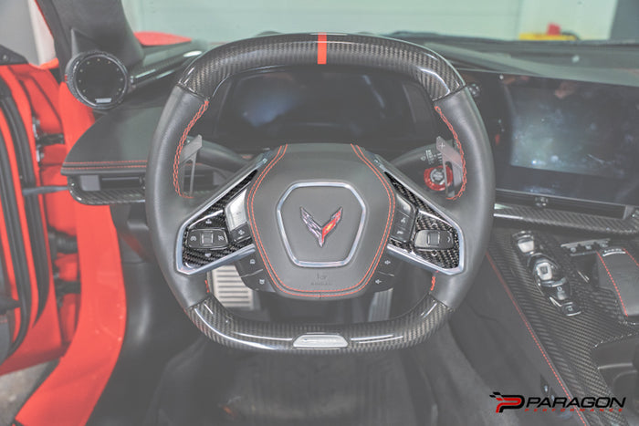 CCS C8 Corvette Steering Wheel Black Side Covers - Heated 24+