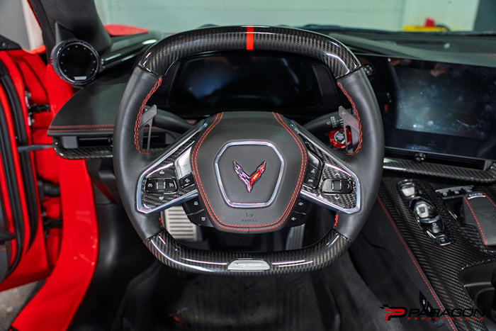 CCS C8 Corvette Steering Wheel Black Side Covers - Heated 24+