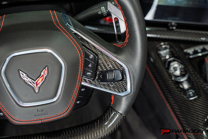 CCS C8 Corvette Steering Wheel Black Side Covers - Heated 24+