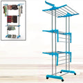 FreshAura 3-layer stainless steel cloth drying stand, fully extended.