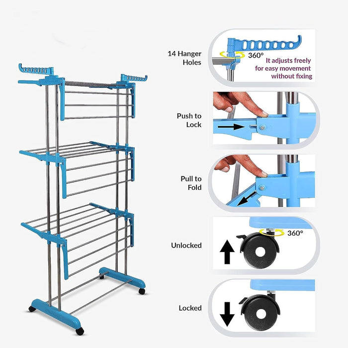 The sturdy frame of the foldable cloth drying stand ready for assembly.