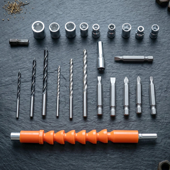 Layout of drill tool kit accessories