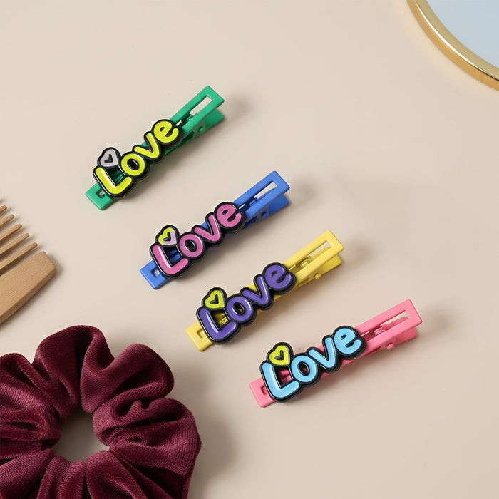 Barrette set with stylish text decorative hair clips