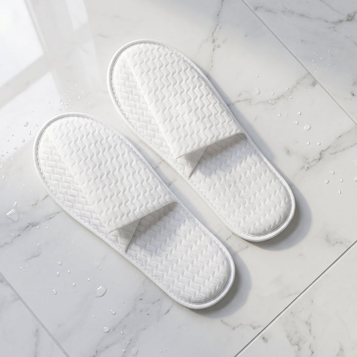 White disposable slippers with cushioned soles