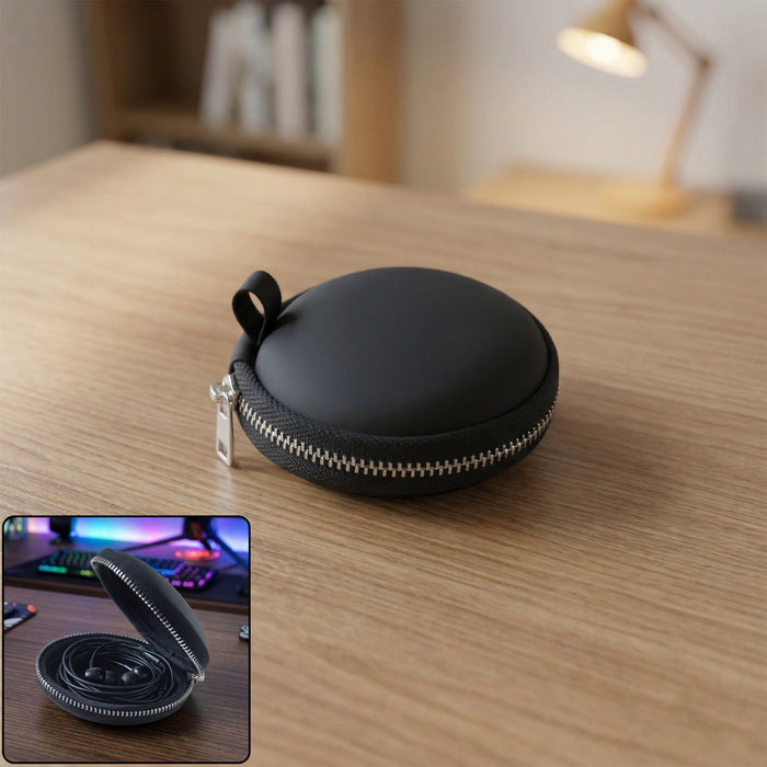Compact hard shell earphone carrying case for travel and protection