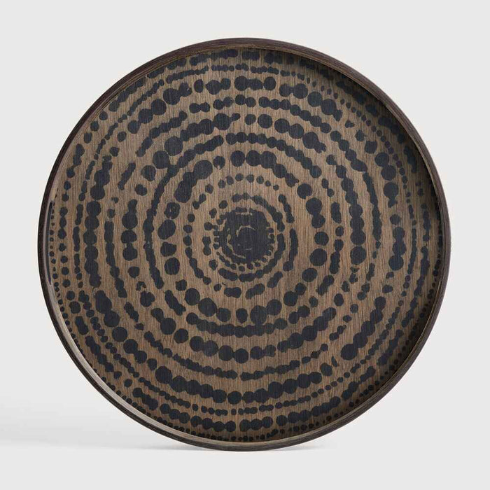 Ethnicraft Plateau en Bois Beads, petit, rond, 48x48x4 cm, design tribal
