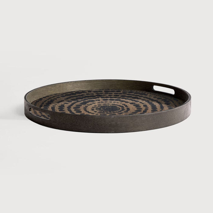 Ethnicraft Plateau en Bois Beads, petit, rond, 48x48x4 cm, design tribal