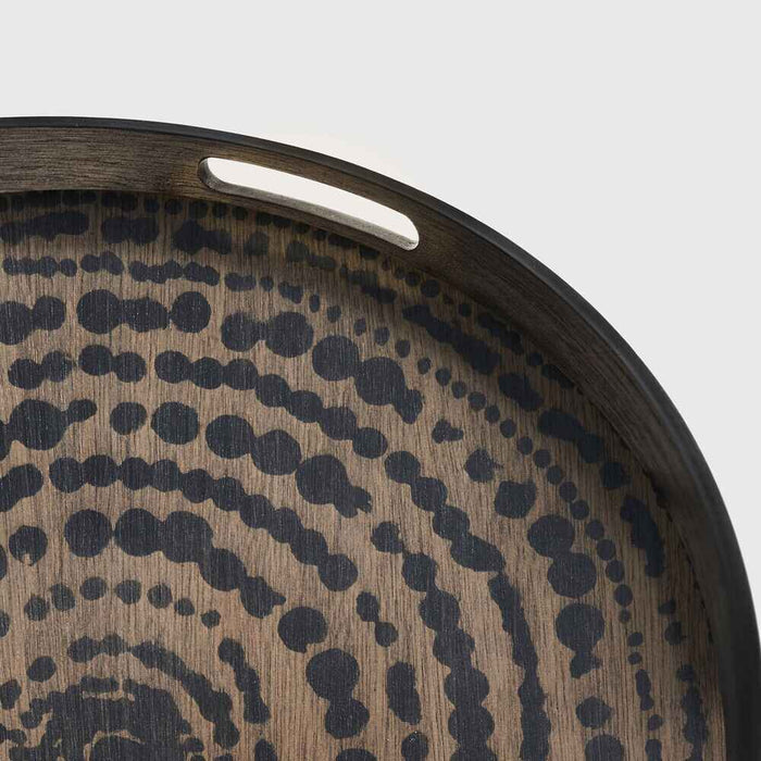 Ethnicraft Plateau en Bois Beads, petit, rond, 48x48x4 cm, design tribal