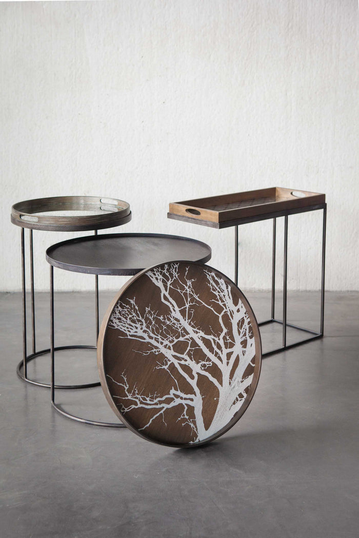 Ethnicraft Plateau en Bois Arbre, rond, 61x61x4 cm, finition blanche