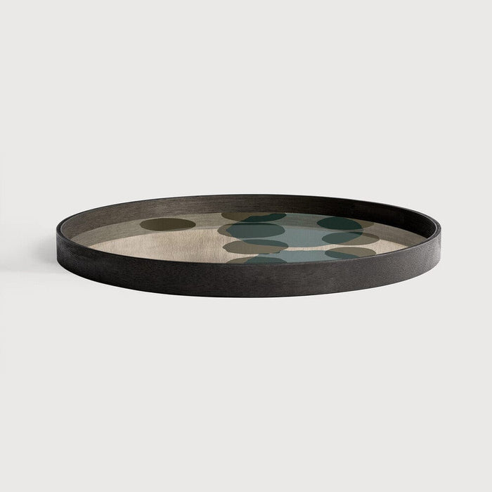 Ethnicraft Plateau en Verre à Pois Superposés en Ardoise, 61x61x4 cm-4