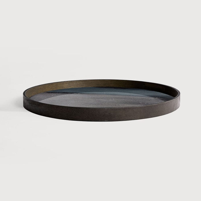 Ethnicraft Plateau en Verre Organique, rond, 61x61x4 cm, finition graphite