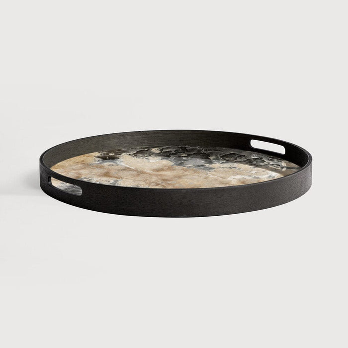Ethnicraft plateau en verre organique, rond, 48x48x4 cm, finition noire