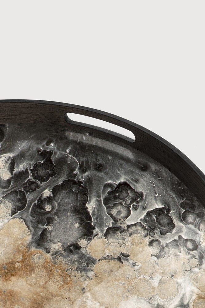 Ethnicraft plateau en verre organique, rond, 48x48x4 cm, finition noire