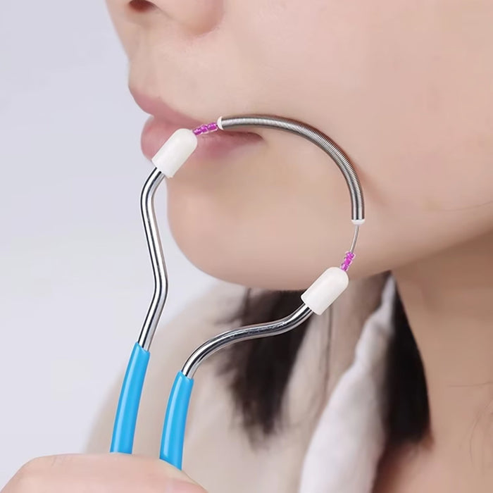 Stainless steel facial hair remover spring tool effective for upper lip and chin