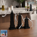 Fly repeller tabletop fan with spinning blades and holographic strips