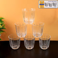 Set of six ribbed transparent glass tumblers 256 ml each