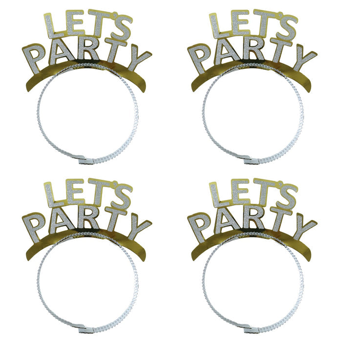 Pack of four reusable glitter party headbands perfect for birthdays and anniversary parties