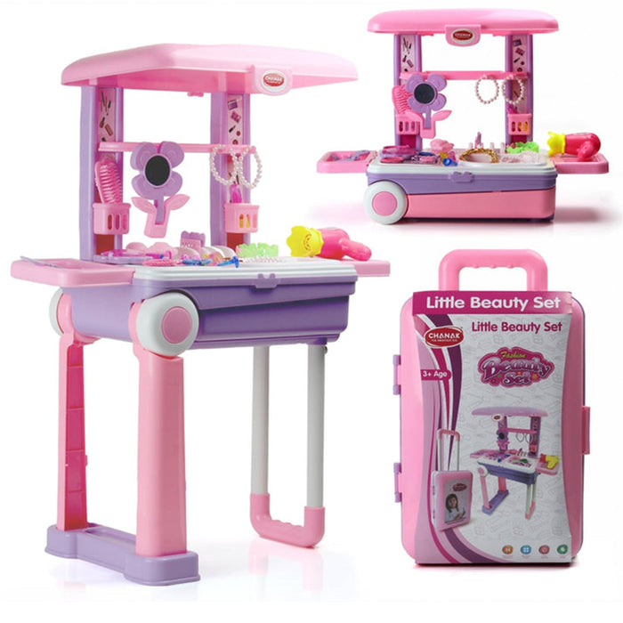 Aditi beauty set transforming into a trolley, vanity, and tool bench for versatile play.
