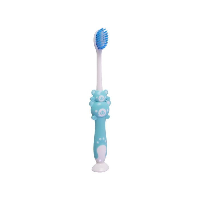 Close-up of kids' toothbrush head with soft bristles