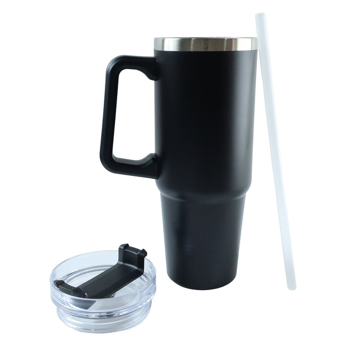 Black insulated travel cup suitable for office and commuting