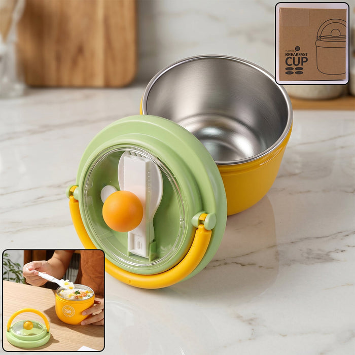 Stainless steel leak-proof lunch box in vibrant color with spoon compartment