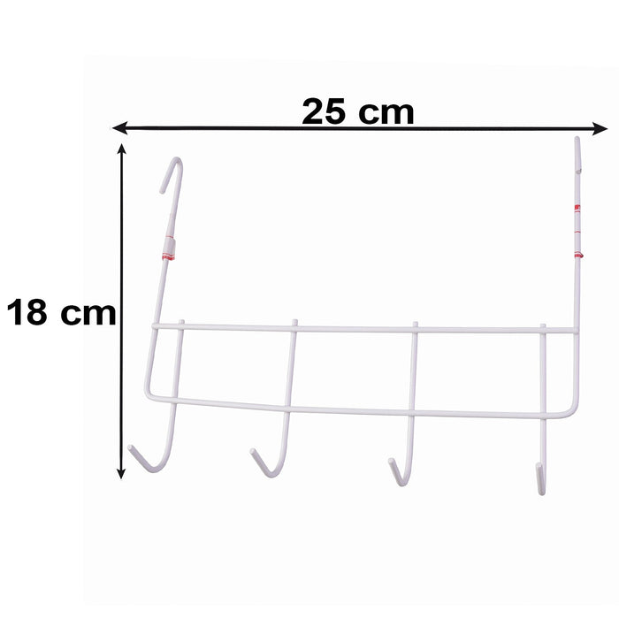 Over the Door Metal Hook Rack – Space Saving 4 Hook Organizer