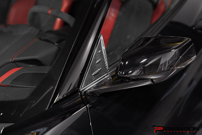 Paragon C8 Corvette Carbon Fiber Anti-Buffeting A Pillar Trim Overlay