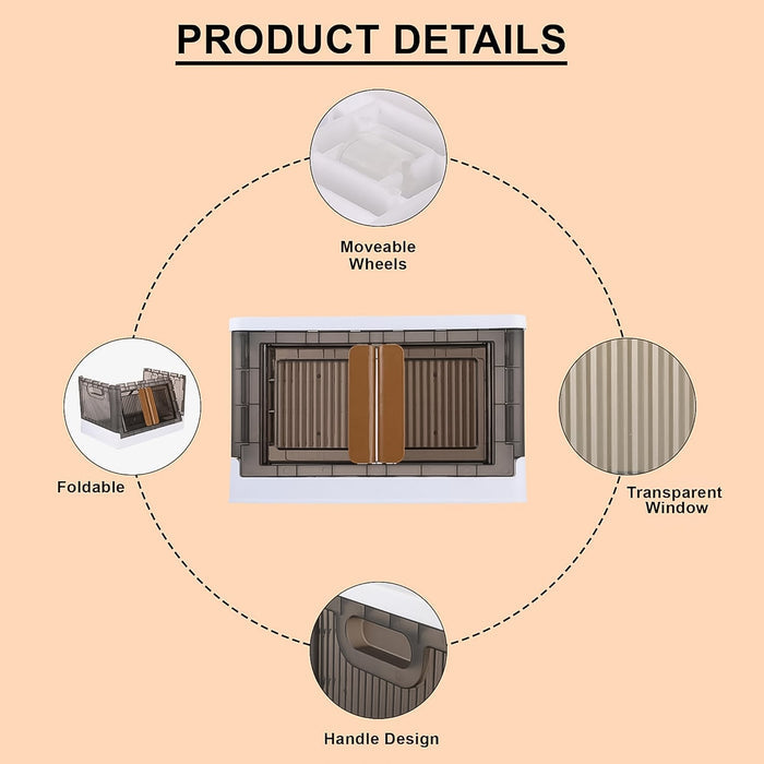 Plastic folding wardrobe organizer with wheels and double doors closed