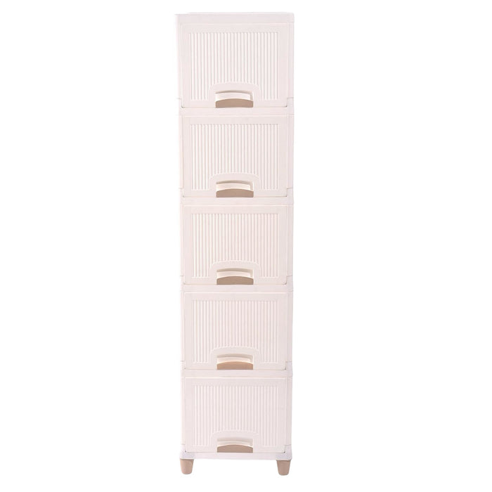 Stacked plastic storage drawers ideal for toys and clothes organization