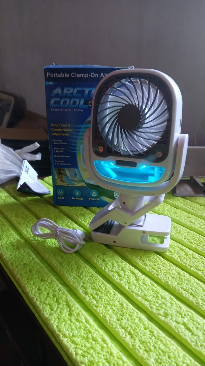 The versatile travel fan attached to a bicycle handlebar for on-the-go cooling.