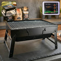 Portable charcoal BBQ grill with stainless steel grilling mesh