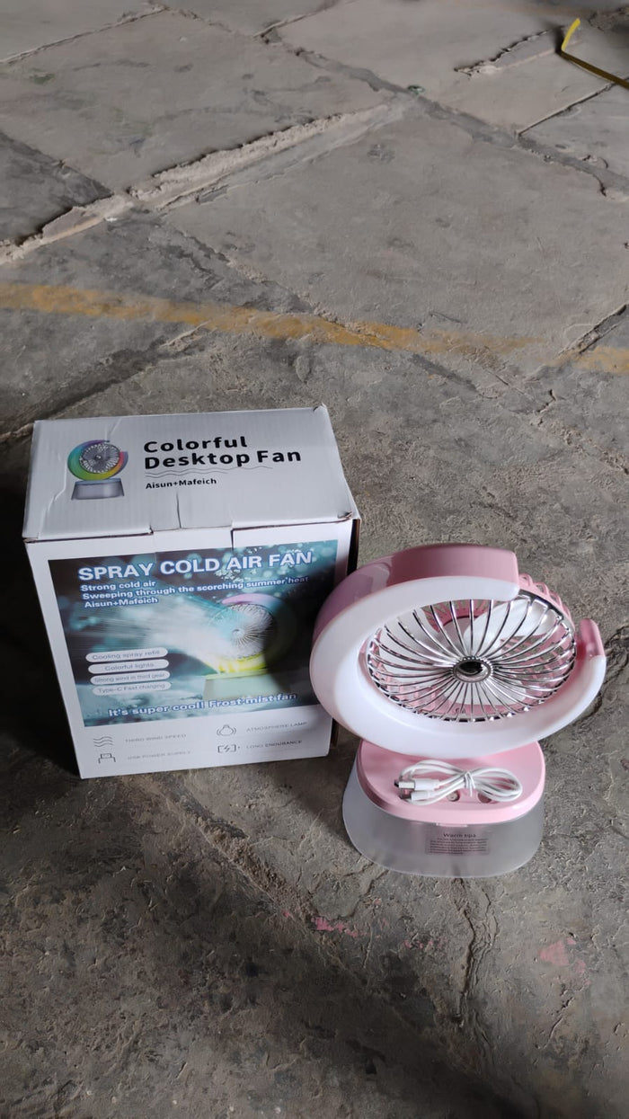 Lifestyle shot of the sleek Airvanta portable humidifying fan in a modern setting.