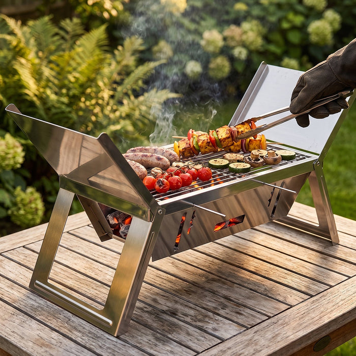 Compact foldable portable BBQ grill stove for camping