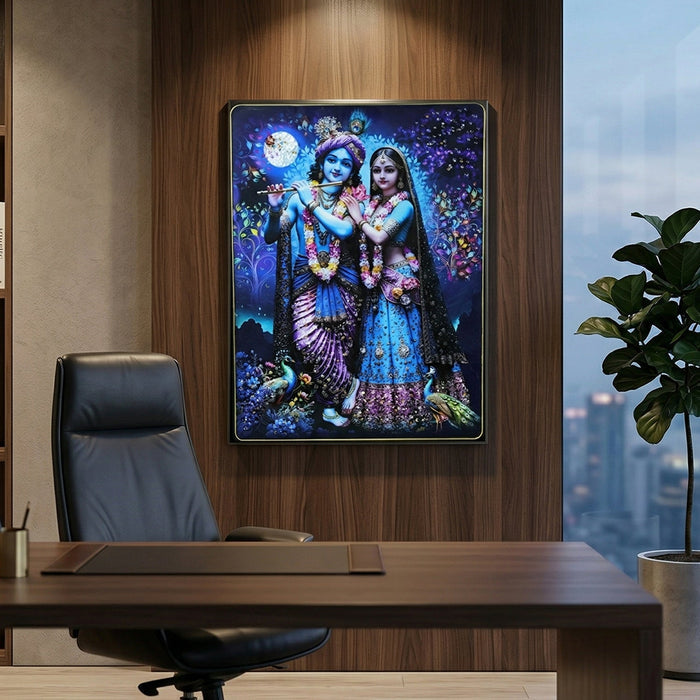 Radha Krishna wall frame emphasizing divine love