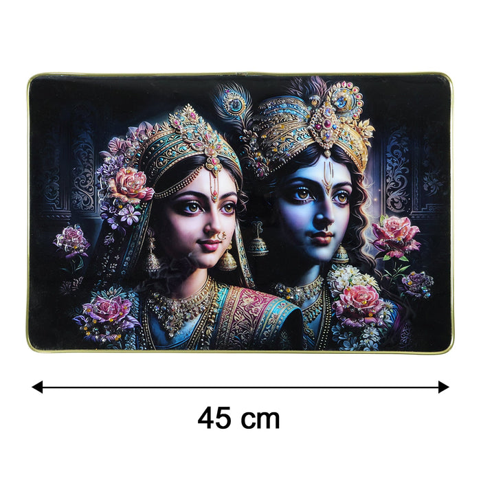 Close-up of vibrant Radha Krishna framed wall art