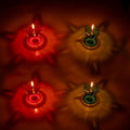 Vibrant Reflection Diya Set in multi-shape plastic cups, ideal for Diwali decor.