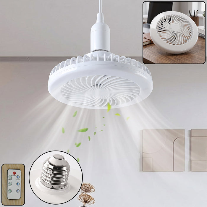 Remote control ceiling fan with light and E27 socket LED lamp for home (1 set)