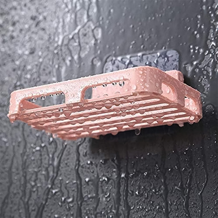 Plastic soap dish holder with drainage slats for soap drying