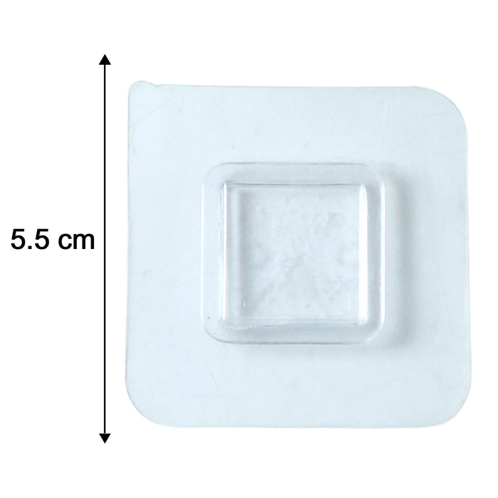 Detailed size guide for the transparent self-adhesive wall hooks.